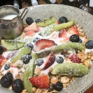 Oven Baked Muesli, fresh fruit, yoghurt
